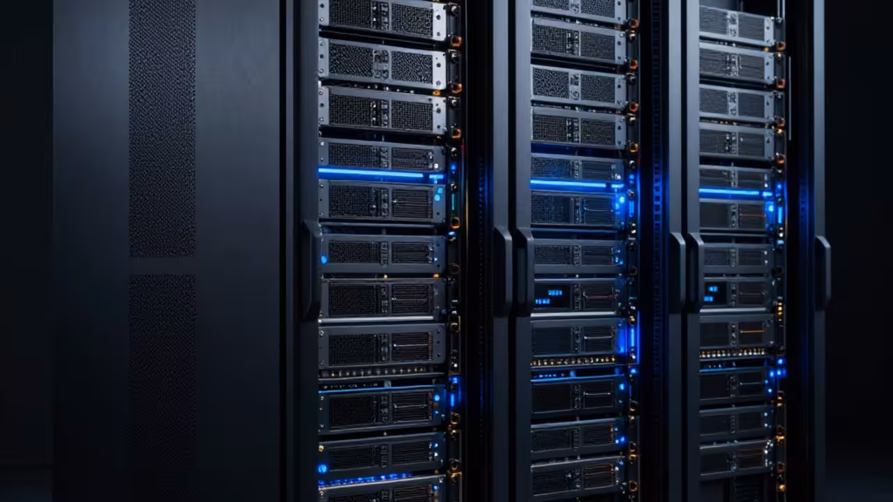 Rows of servers carrying a high-performance computing workload