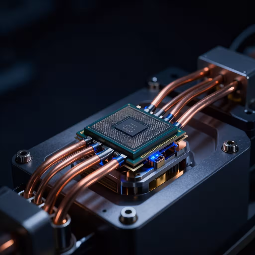 Quantum processor with copper cooling lines in a close technical study