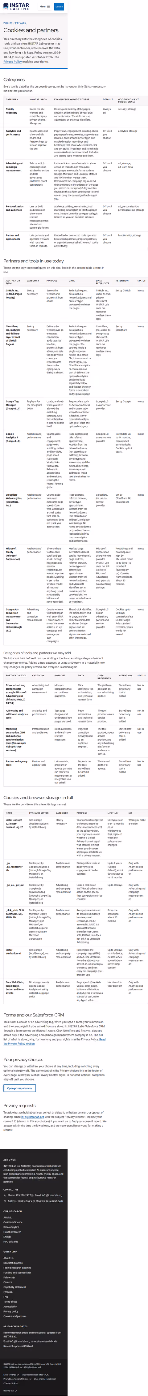 Screenshot thumbnail of Cookies and Partners — INSTAR Lab (/cookies-and-partners/) at mobile viewport