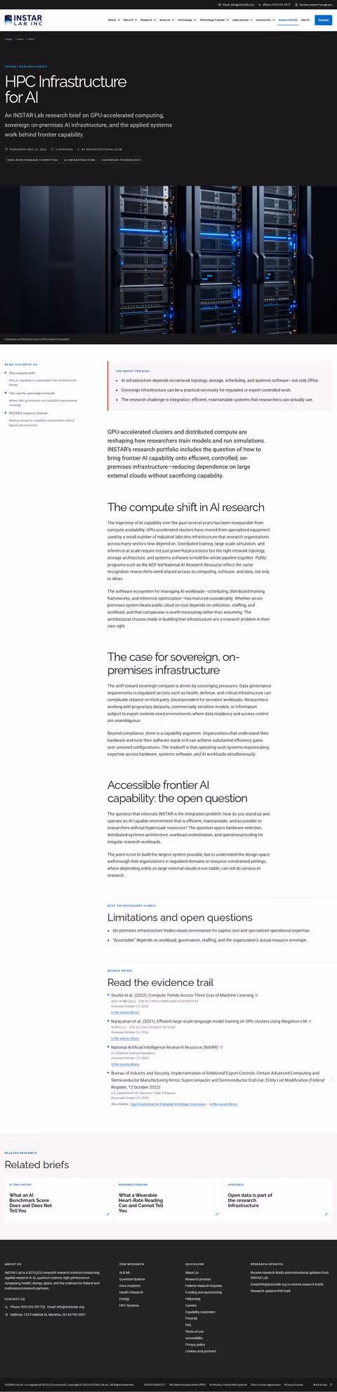 Screenshot thumbnail of HPC Infrastructure for AI — INSTAR Lab (/news/hpc-infrastructure-for-ai/) at desktop viewport
