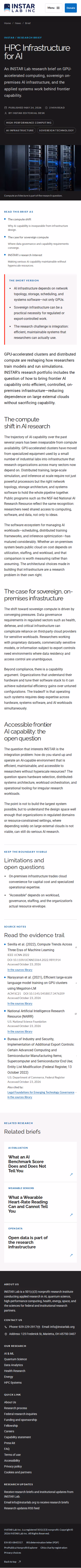 Screenshot thumbnail of HPC Infrastructure for AI — INSTAR Lab (/news/hpc-infrastructure-for-ai/) at mobile viewport