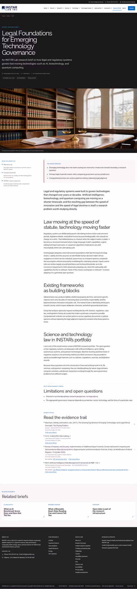 Screenshot thumbnail of Legal Foundations for Emerging Technology Governance — INSTAR Lab (/news/legal-foundations-tech-governance/) at desktop viewport