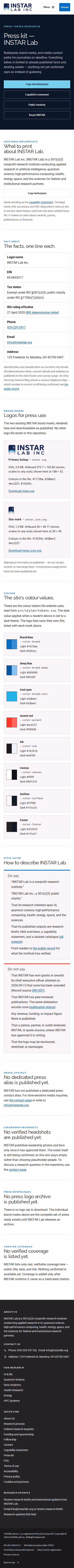 Screenshot thumbnail of Press kit — INSTAR Lab (/press/) at mobile viewport