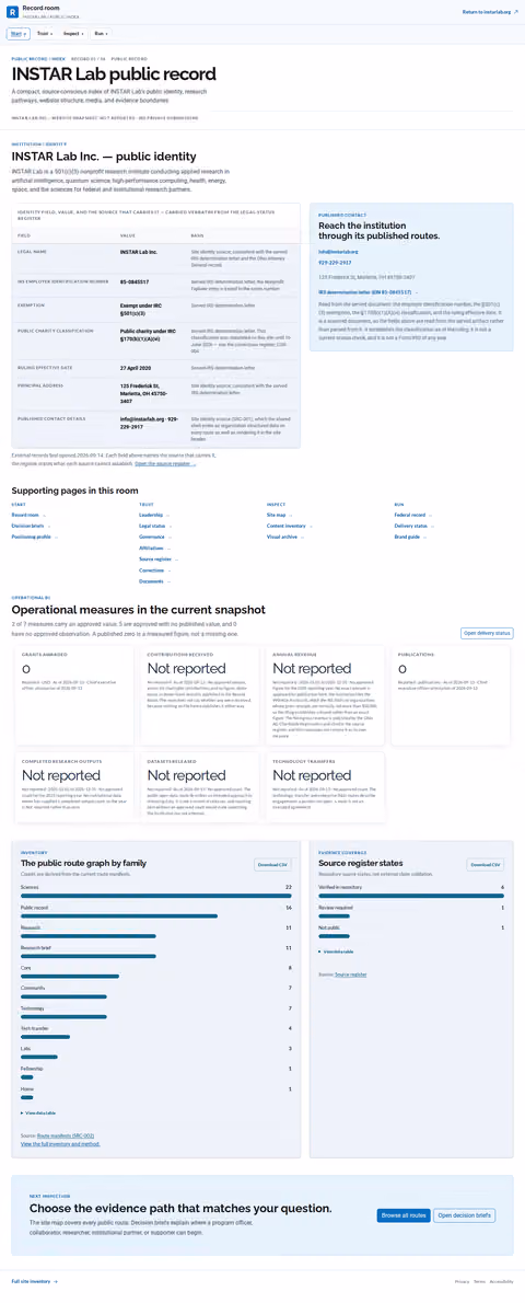 Screenshot thumbnail of INSTAR Lab public record | INSTAR Lab (/record/) at desktop viewport