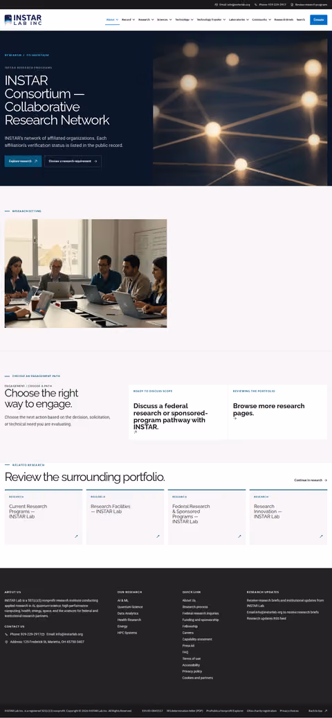 Screenshot thumbnail of INSTAR Consortium — Collaborative Research Network (/research/consortium/) at desktop viewport