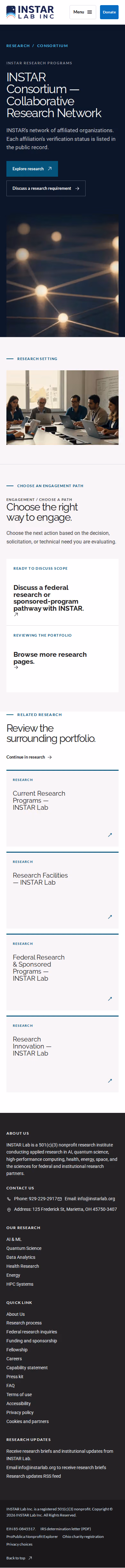Screenshot thumbnail of INSTAR Consortium — Collaborative Research Network (/research/consortium/) at mobile viewport