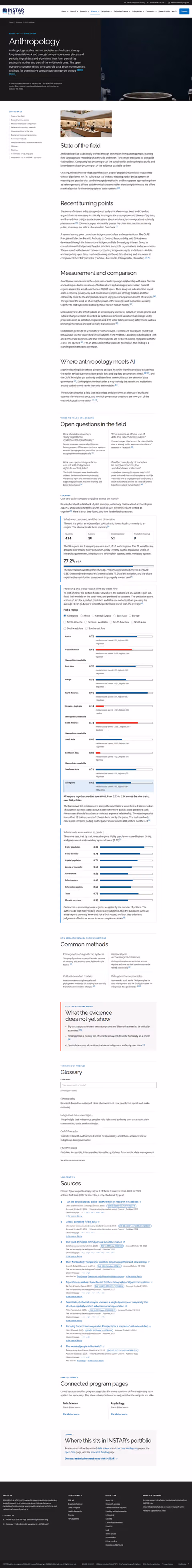 Screenshot thumbnail of Anthropology Research — INSTAR Lab Sciences (/sciences/anthropology/) at desktop viewport
