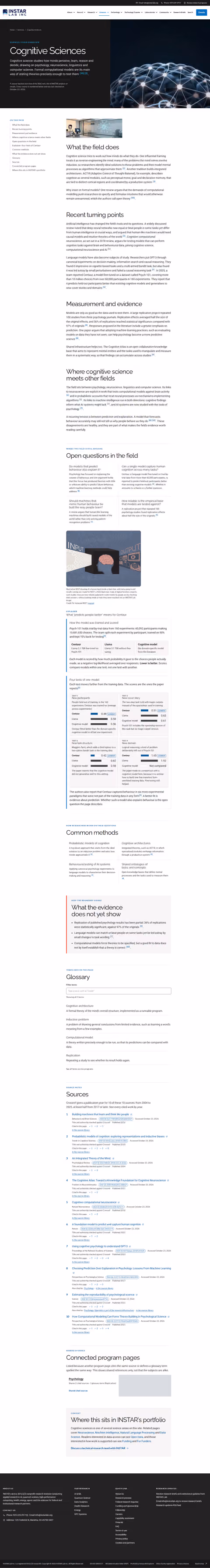 Screenshot thumbnail of Cognitive Sciences Research — INSTAR Lab Sciences (/sciences/cognitive-sciences/) at desktop viewport