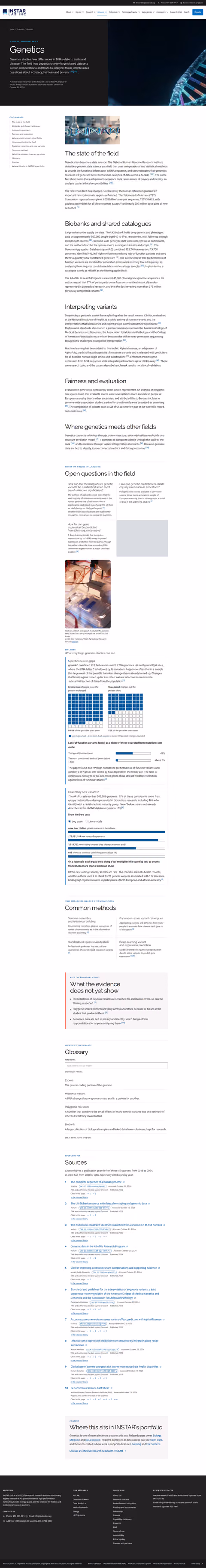 Screenshot thumbnail of Genetics Research — INSTAR Lab Sciences (/sciences/genetics/) at desktop viewport