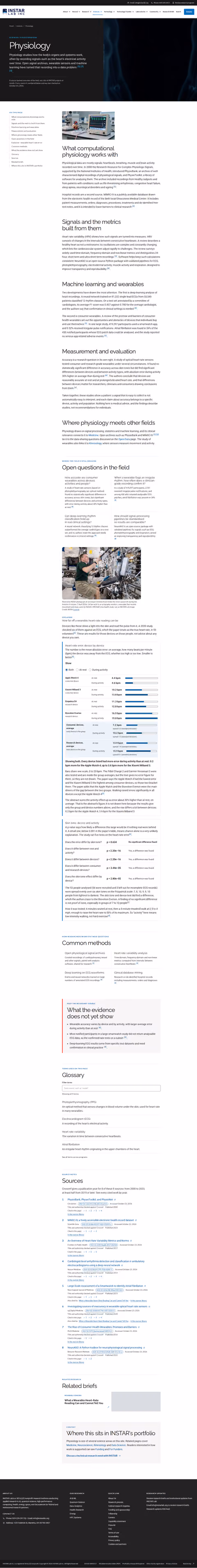 Screenshot thumbnail of Physiology Research — INSTAR Lab Sciences (/sciences/physiology/) at desktop viewport