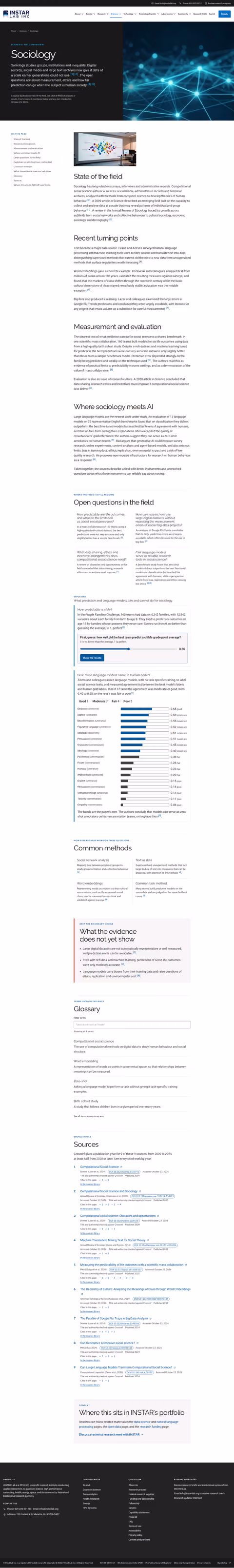 Screenshot thumbnail of Sociology Research — INSTAR Lab Sciences (/sciences/sociology/) at desktop viewport