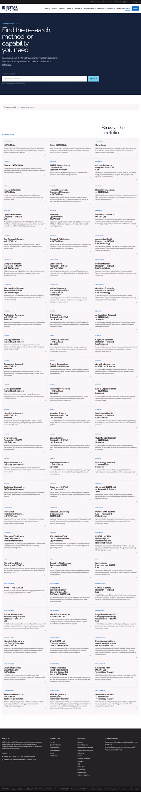 Screenshot thumbnail of Search — INSTAR Lab (/search/) at desktop viewport
