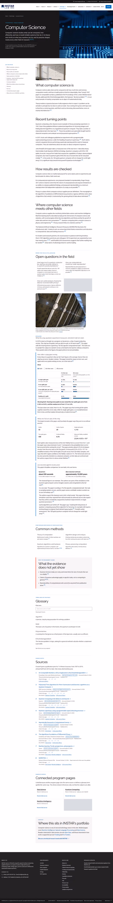 Screenshot thumbnail of Computer Science Research — INSTAR Lab Technology (/technology/computer-science/) at desktop viewport
