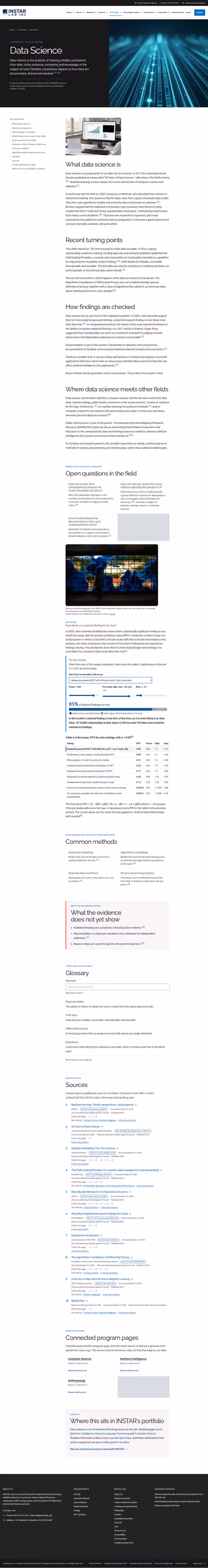 Screenshot thumbnail of Data Science Research — INSTAR Lab Technology (/technology/data-science/) at desktop viewport