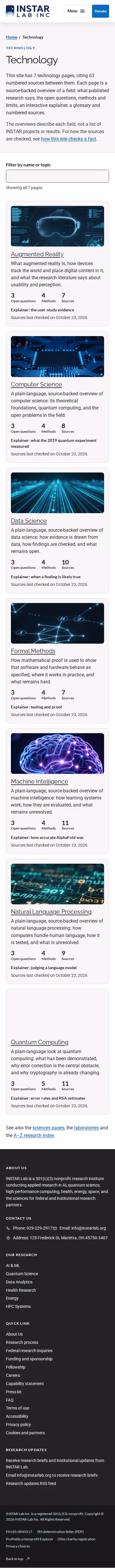 Screenshot thumbnail of Technology — INSTAR Lab (/technology/) at mobile viewport